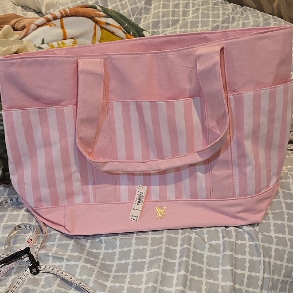 Victoria's Secret Pink and White Striped Tote